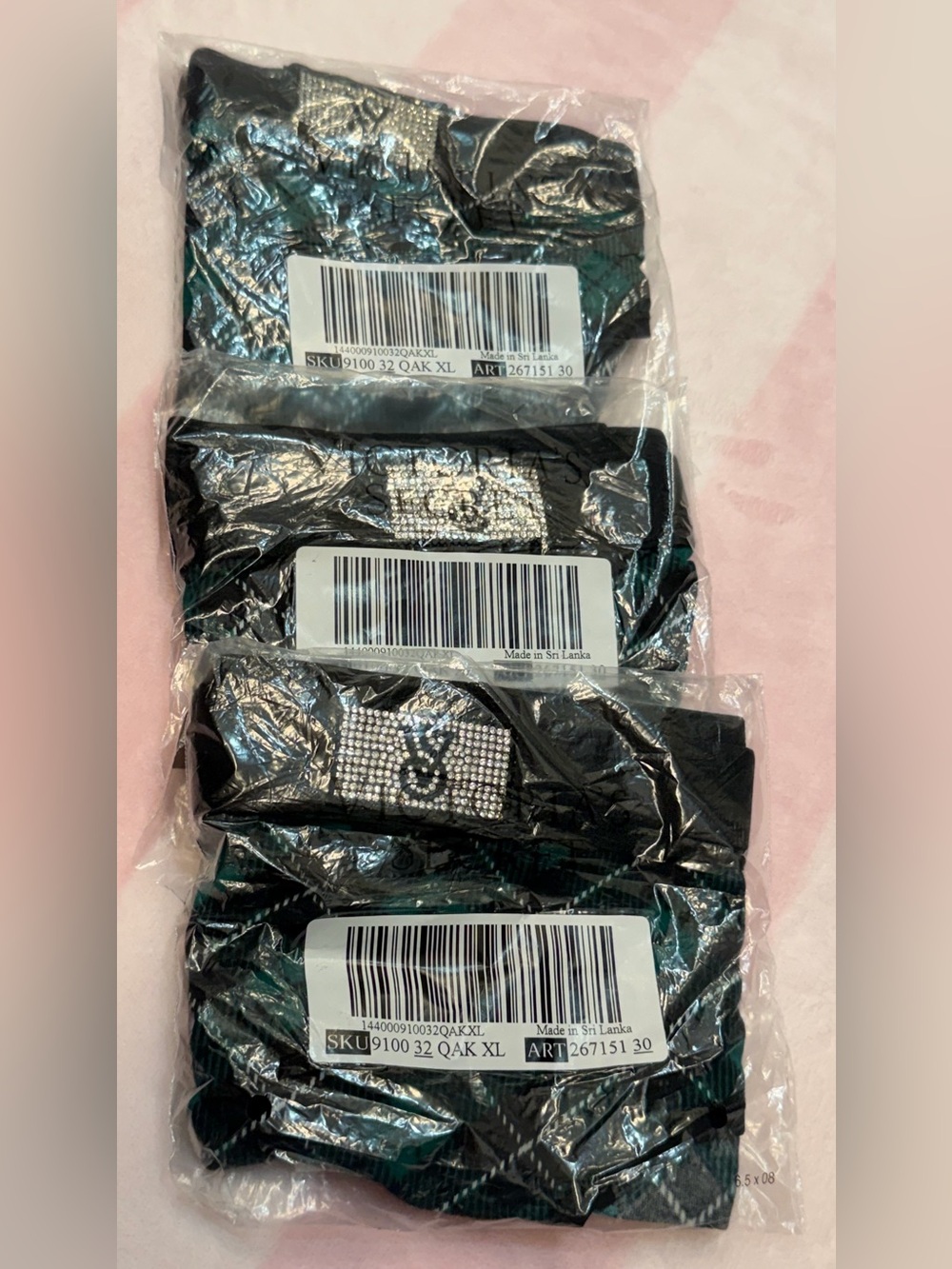 Victoria’s Secret Plaid Bling Hiphugger Panties XL Set of 3